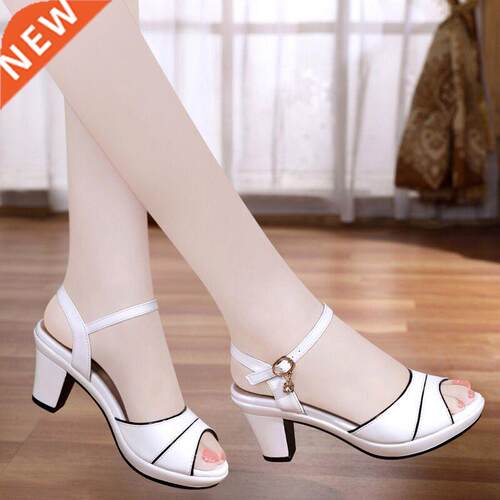 Peep Toe Summer High Heels Women Sandals Wild Word Buckle Fe