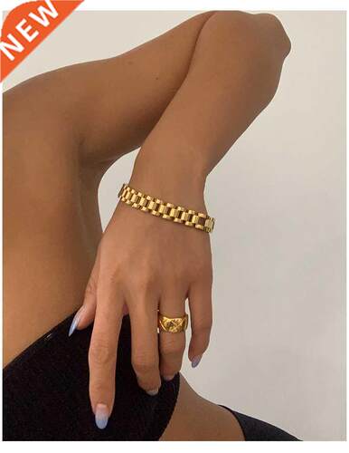 Titanium With 18 K Gold Pave Watch Strap Statement Bracelet