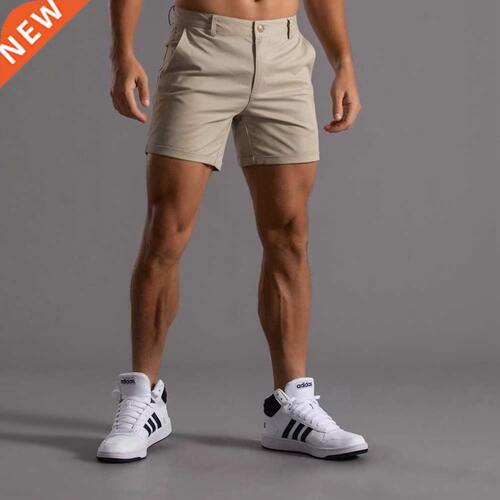 Khaki Shorts Men Casual Shorts Summer Solid Color Knee Lengt