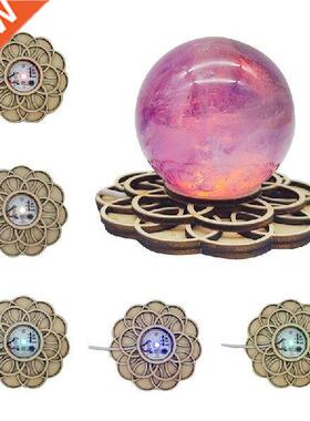 Wooden Led Night Light Base Flower aped Crystal Crafts