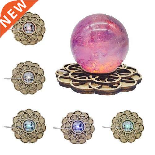 Wooden Led Night Light Base Flower aped Crystal Crafts