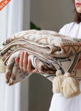 Simple knitted wool Bohemian tapestry acrylic nap blanket