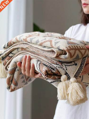 Simple knitted wool Bohemian tapestry acrylic nap blanket