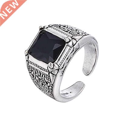 30% Silver Plated Retro Style Black Crystal Men`s Engagement