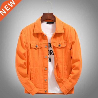 2021 Sprng Denm Jacket for Men Orange Jean Jacket Sold M