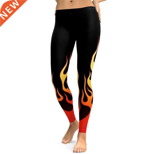 Russian style Fire flame Printing Punk Stchy Trousers Casual