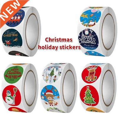 Christmas Stickers Labels Roll 500pcs Adhesive 1 Inch Round