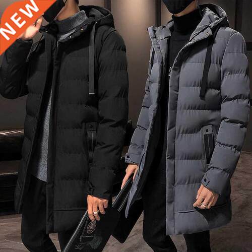 Men 2022 Winter New Plus Long Warm Thick Hood Parkas Jacket