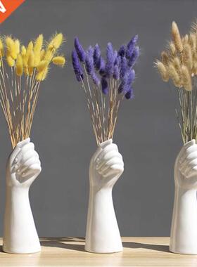 1pcs Ceramic White Hand Vase Nordic Style Home Office Decor