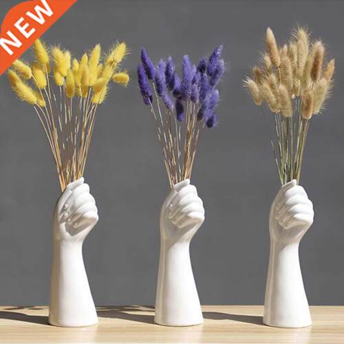 1pcs Ceramic White Hand Vase Nordic Style Home Office Decor