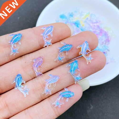 100Pcs New Cute Mini Shiny Goldfish Resin Figurine Crafts Fl