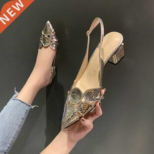 2022 Fashion Women Leather 3cm High Heels Lady Pointe Toe Go