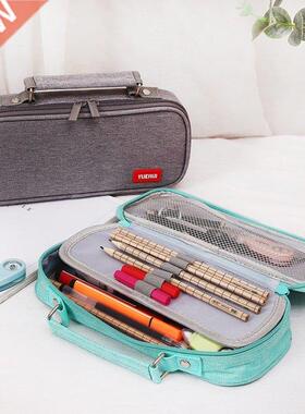 Portable Canvas Pencil Case Large Capacity Stationery Box Mu