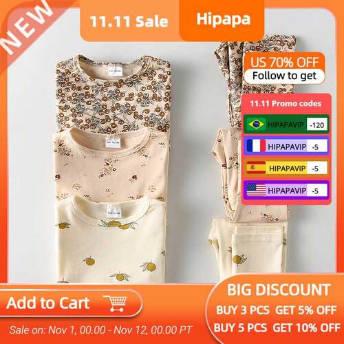 Children Pajamas Set Kids Baby Girl Boys Thermal Underwear C