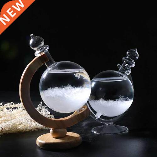 Globe Shaped Storm Glass Cloud Bottle with Base Weather Pred