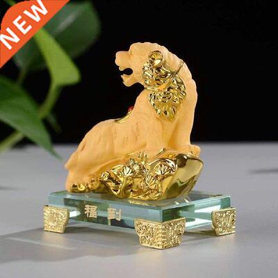 2022 Chinese Zodiac Tiger Statue Golden Resin Fortune Tiger