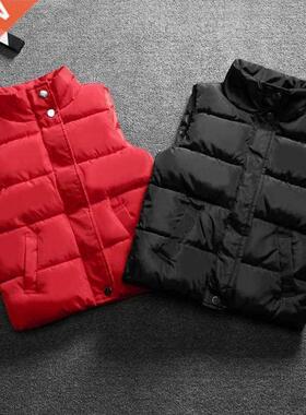 Solid Color Children Stnd Collr Cotton Vests utumn Winter