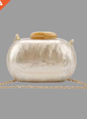 nude or champagne color acrylic clasp Box Clutch Crossbody B