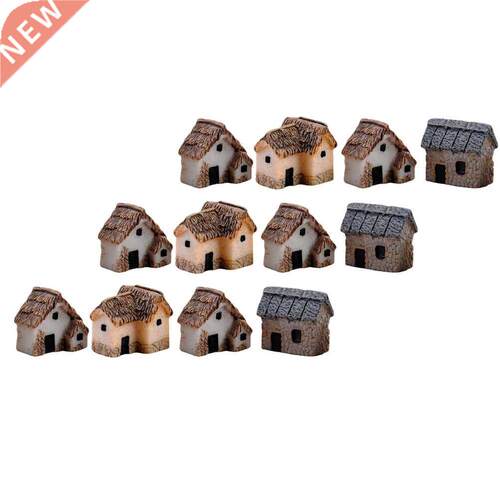 12 Pcs Micro Landscape Adornment Resin House Shape Decor