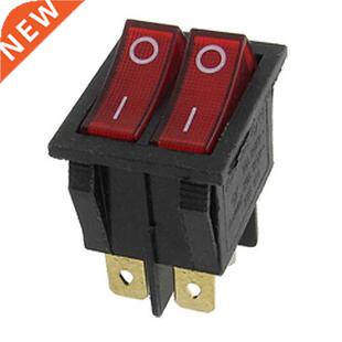 5 Pcs x Red Light Illuminated Double SPST ON/OFF Snap IN Boa