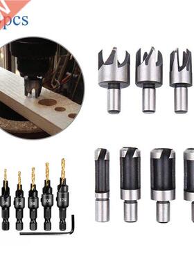 10Pcs 1/4'' Hex Countersink Drill Bit Wood Plug Cutter Woodw