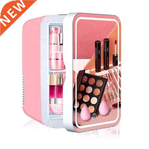 Refrigerator with LED Lamp Mirror Full Makeup Mini Electric