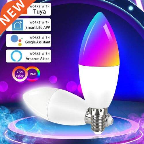 Tuya Smart Wifi LED Bulb E14 RGB CW Dimmable LED Lamp Voice