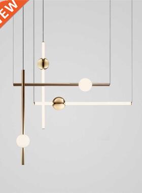 Postmodern Creative Magic Wand Golden Led Pendant Lamp Long