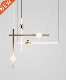 Postmodern Creative Magic Wand Golden Led Pendant Lamp Long