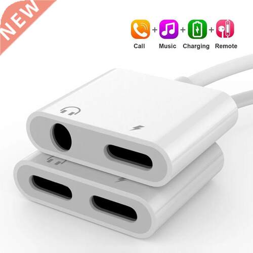 For Lightning to 3.5mm 2 in 1 Earphone Audio Adapter For iPh