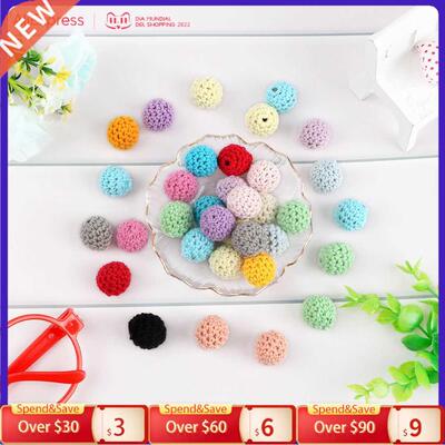 Kovict 30pc/lot Crochet Round Wooden Beads Mix Handmade 16mm