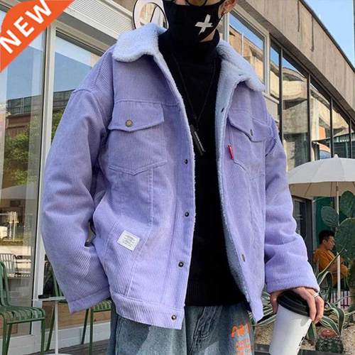 2021 Men Autumn Winter Thicken Warm slim fit Corduroy Jacket