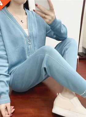 Spring/Autumn 2 Piece Outfits for Women Pants and Top Fashio