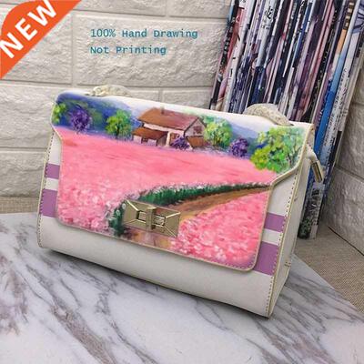 ART Hand painted flowers ROSE 2020 handbag designer bag cro