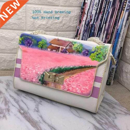 ART Hand painted flowers ROSE 2020 handbag designer bag cro