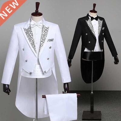 Tuxedo Dress Suits Men Classic Embroidery Shiny Lapel Tail C