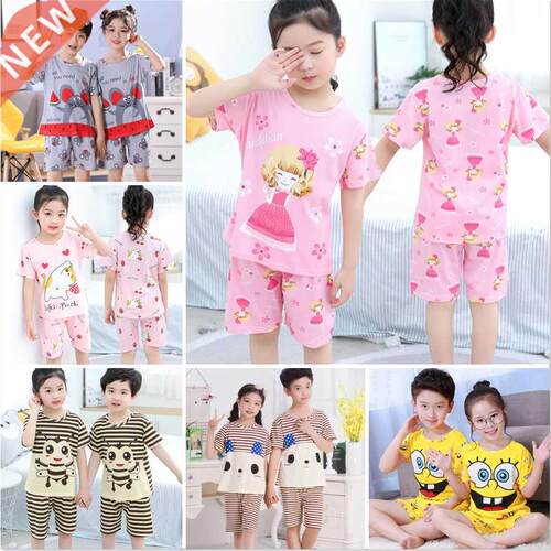 Baby Kids Pajamas Boys Cotton Clothes Pants Set Cartoon Slee