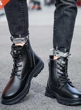 Leather Shoes for Snow Men Boots Autumn Winter Waterproof