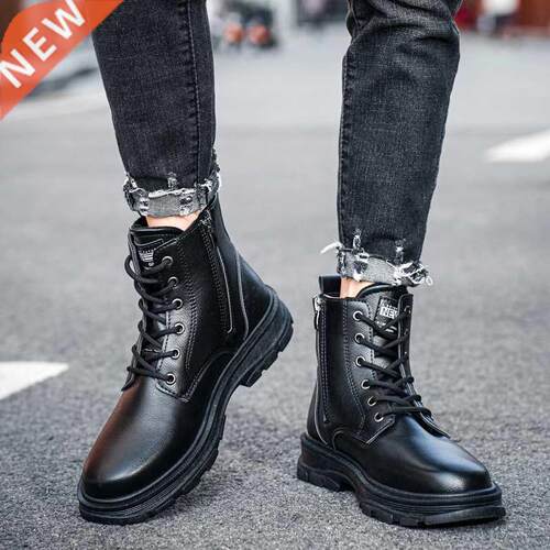 Leather Shoes for Snow Men Boots Autumn Winter Waterproof
