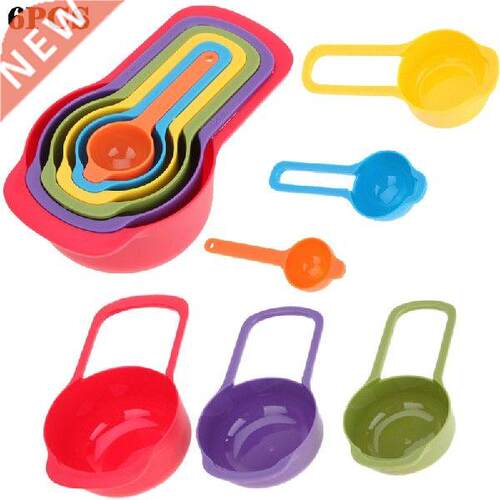 6 Pcs/Set Kitchen  Measuring Cup Rainbow Color Stackable
