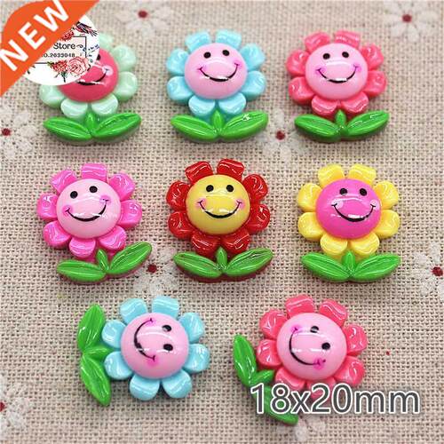 20pcs Mixed Color smiling face sunflower resin flatback cabo