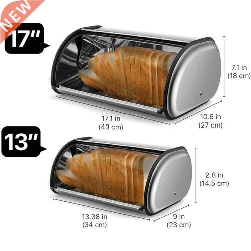 Storage-Bin Bread-Box-Holder Pastrie Keeper Stainless-Steel