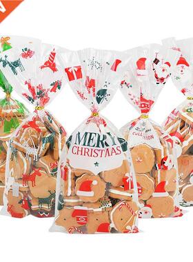 50pcs Santa Claus Christmas Tree Elk PVC Bags Transparent