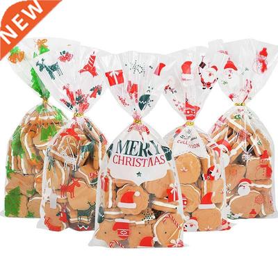 50pcs Santa Claus Christmas Tree Elk PVC Bags Transparent