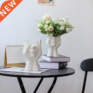 2021 New Ceramic Human Face Flower Vase Art Creatrive