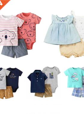 Newborn Baby Boys Clothes Set 2022 Summer Cotton Short Sleev