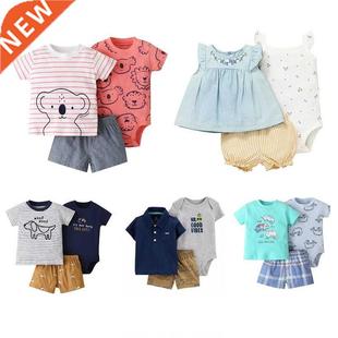 Newborn Baby Boys Clothes Set 2022 Summer Cotton Short Sleev