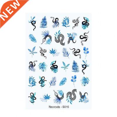 Nail Sticker Non-Fading Nail Slider Black White Leaves