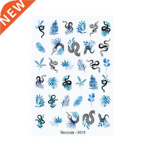Nail Sticker Non-Fading Nail Slider Black White Leaves