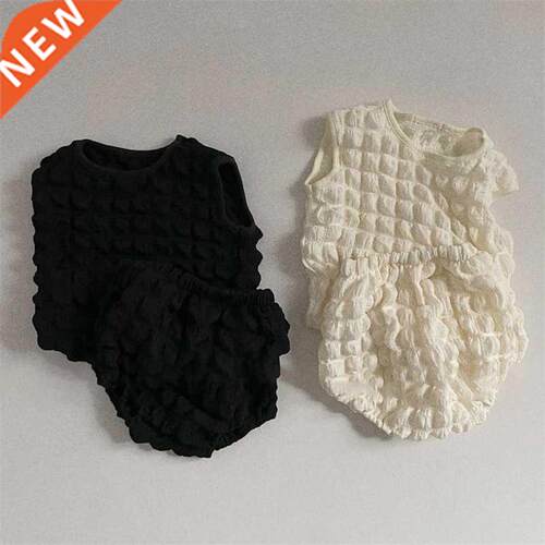 Girls Summer Clothes Suit D Bubble Fabric Sleeveless Vest o
